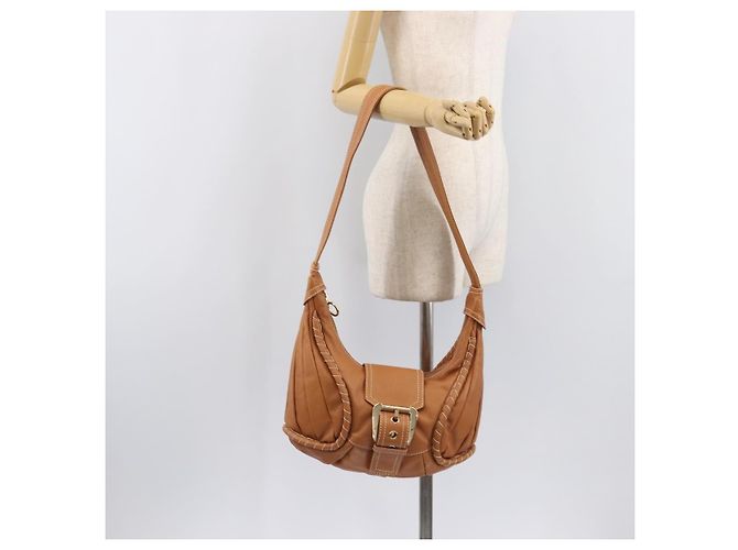 16 Céline Bolso de Hombro CELINE Cuero Marrón Oro Auth 206796V Castaño Dorado - vista 29