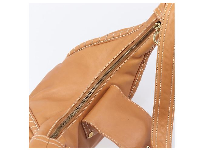 16 Céline Bolso de Hombro CELINE Cuero Marrón Oro Auth 206796V Castaño Dorado - vista 9