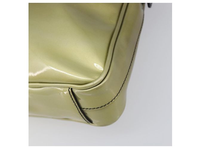 PRADA Shoulder Bag Patent leather Green Silver Auth ep15935A Silvery - view 10
