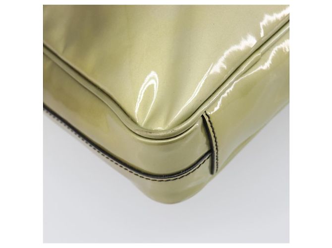 PRADA Shoulder Bag Patent leather Green Silver Auth ep15935A Silvery - view 17