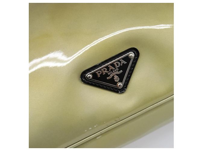 PRADA Shoulder Bag Patent leather Green Silver Auth ep15935A Silvery - view 18