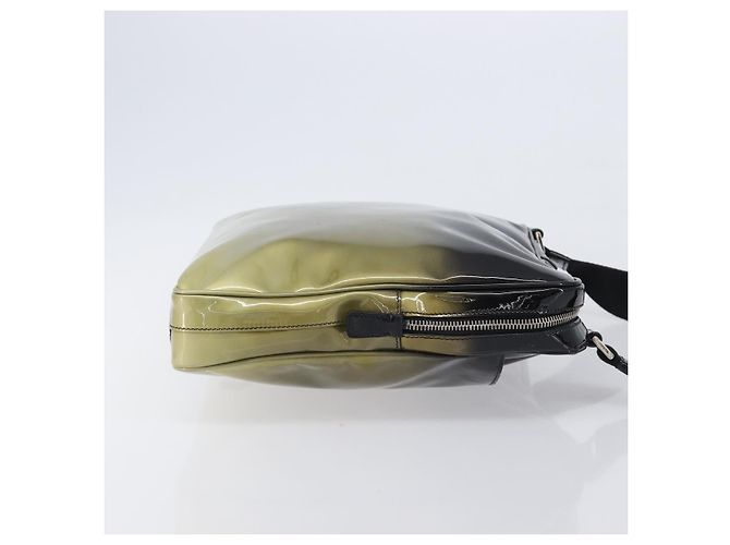 PRADA Shoulder Bag Patent leather Green Silver Auth ep15935A Silvery - view 3