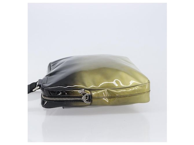 PRADA Shoulder Bag Patent leather Green Silver Auth ep15935A Silvery - view 4