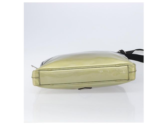 PRADA Shoulder Bag Patent leather Green Silver Auth ep15935A Silvery - view 5