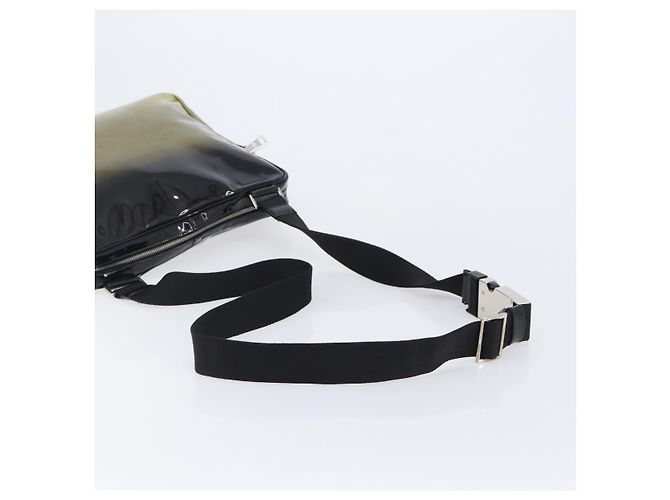 PRADA Shoulder Bag Patent leather Green Silver Auth ep15935A Silvery - view 7