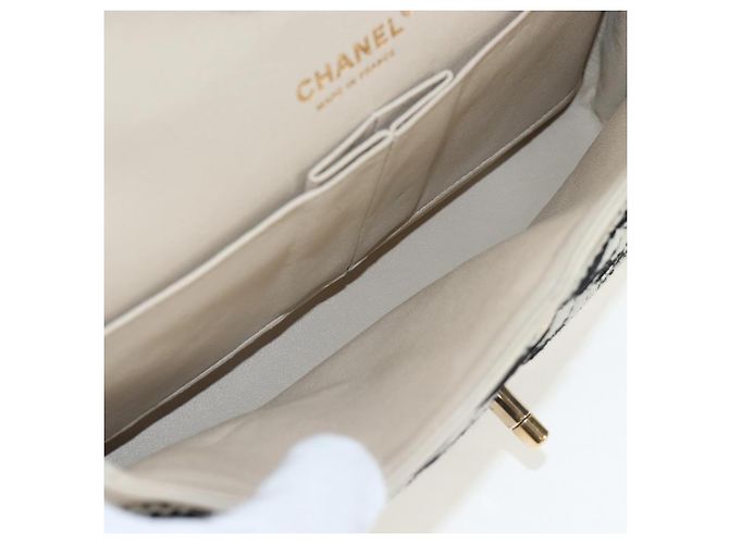 Borsa a tracolla CHANEL Matelasse 25 Chain Canvas White Gold CC Auth 206278SM Bianco D'oro - vista 10