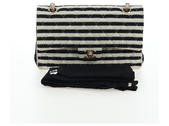 Borsa a tracolla CHANEL Matelasse 25 Chain Canvas White Gold CC Auth 206278SM Bianco D'oro - vista 12