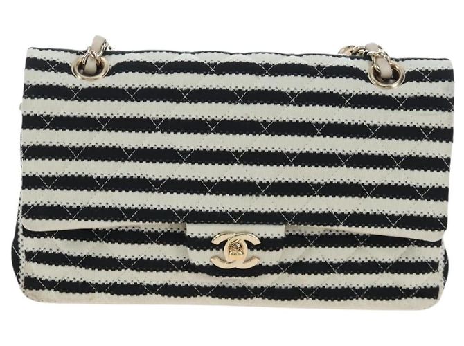 Borsa a tracolla CHANEL Matelasse 25 Chain Canvas White Gold CC Auth 206278SM Bianco D'oro - vista 13