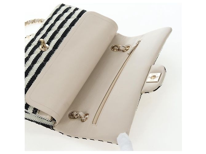 Borsa a tracolla CHANEL Matelasse 25 Chain Canvas White Gold CC Auth 206278SM Bianco D'oro - vista 23