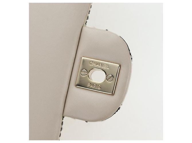 Borsa a tracolla CHANEL Matelasse 25 Chain Canvas White Gold CC Auth 206278SM Bianco D'oro - vista 24