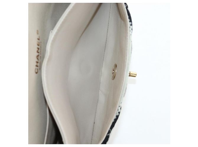 Borsa a tracolla CHANEL Matelasse 25 Chain Canvas White Gold CC Auth 206278SM Bianco D'oro - vista 34
