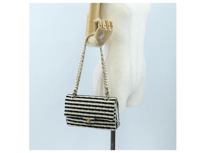 Borsa a tracolla CHANEL Matelasse 25 Chain Canvas White Gold CC Auth 206278SM Bianco D'oro - vista 35