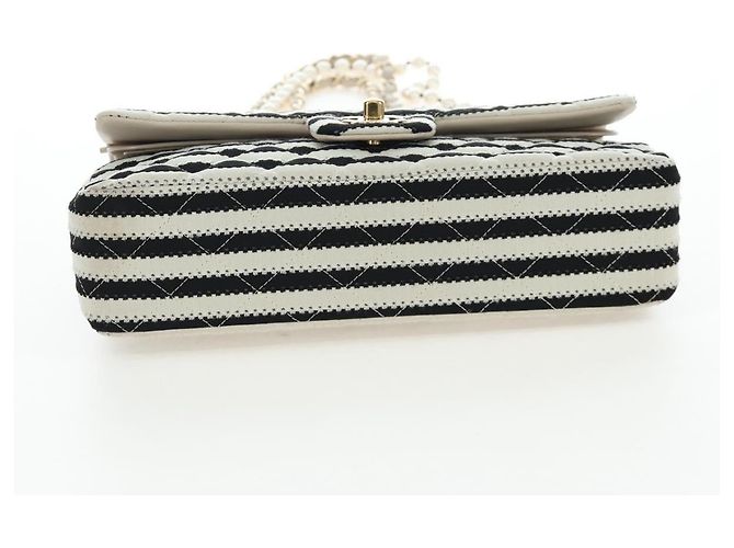 Borsa a tracolla CHANEL Matelasse 25 Chain Canvas White Gold CC Auth 206278SM Bianco D'oro - vista 5