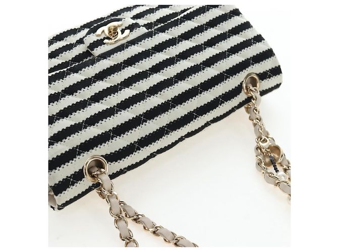 Borsa a tracolla CHANEL Matelasse 25 Chain Canvas White Gold CC Auth 206278SM Bianco D'oro - vista 6