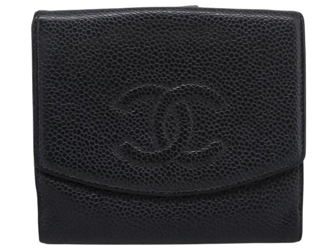 Cartera CHANEL Caviar Skin Black Gold CC Auth 207488 Negro Dorado - vista 13