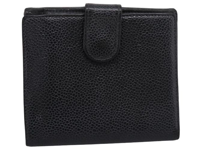Cartera CHANEL Caviar Skin Black Gold CC Auth 207488 Negro Dorado - vista 2
