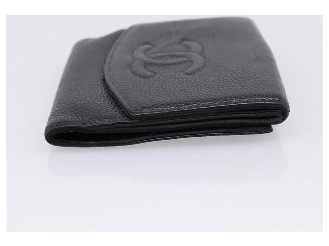 Cartera CHANEL Caviar Skin Black Gold CC Auth 207488 Negro Dorado - vista 3