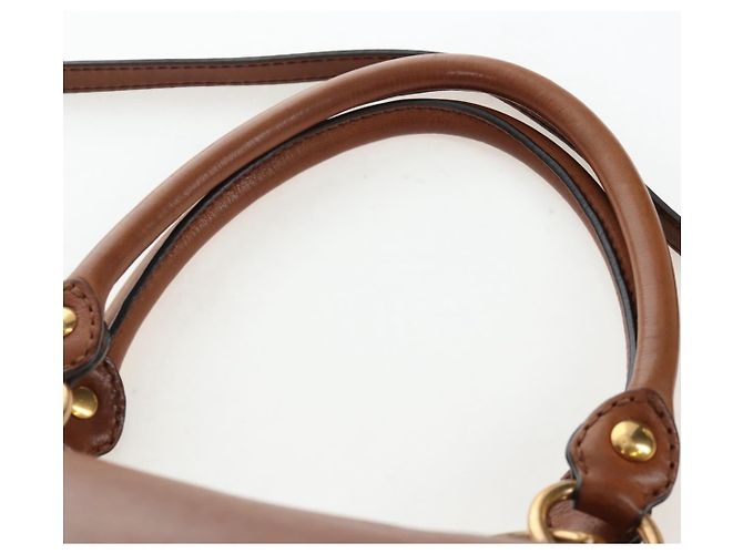 Sac à main Miu Miu en cuir 2way Marron Or Auth 202512A Doré - vue 14