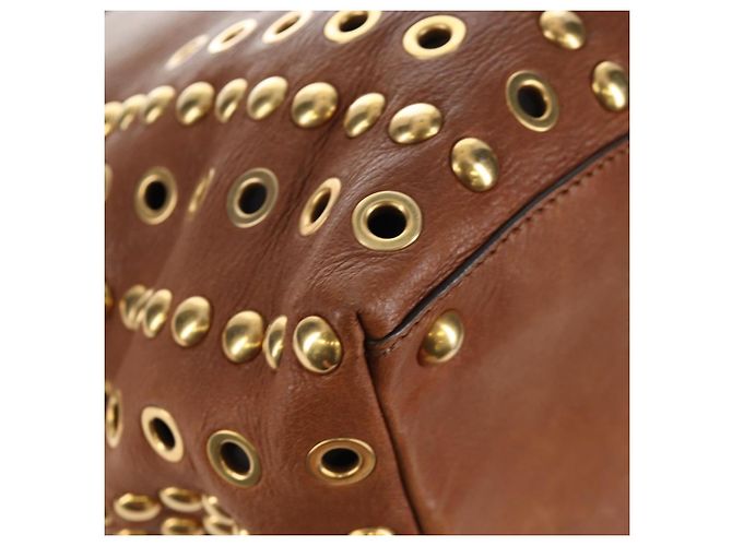 Sac à main Miu Miu en cuir 2way Marron Or Auth 202512A Doré - vue 18