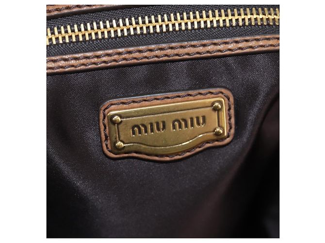 Sac à main Miu Miu en cuir 2way Marron Or Auth 202512A Doré - vue 22