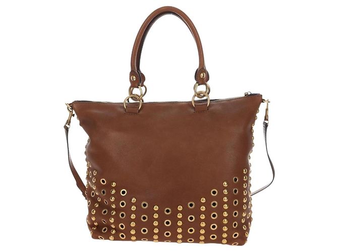 Sac à main Miu Miu en cuir 2way Marron Or Auth 202512A Doré - vue 3
