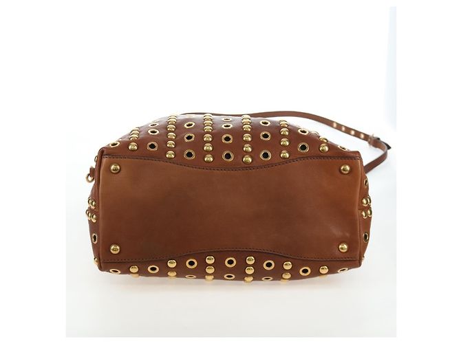 Sac à main Miu Miu en cuir 2way Marron Or Auth 202512A Doré - vue 6