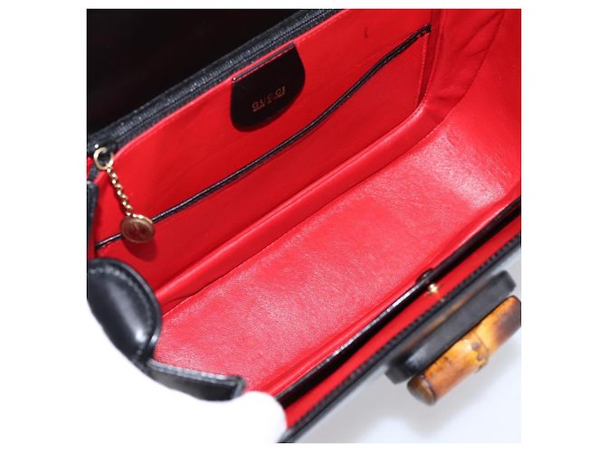Sac à main GUCCI Bamboo en cuir 2 voies Noir Or 000 926 0633 Auth ep16411V Doré - vue 10