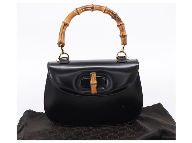 Sac à main GUCCI Bamboo en cuir 2 voies Noir Or 000 926 0633 Auth ep16411V Doré - vue 12
