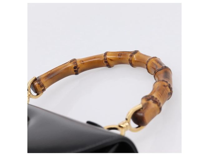 Sac à main GUCCI Bamboo en cuir 2 voies Noir Or 000 926 0633 Auth ep16411V Doré - vue 14