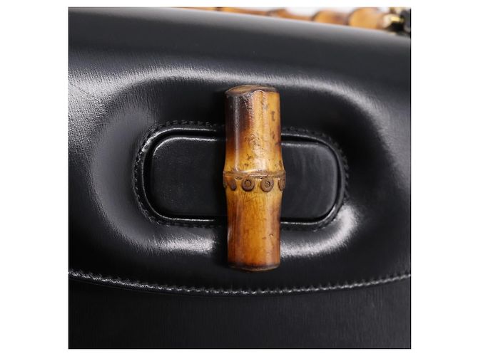 Sac à main GUCCI Bamboo en cuir 2 voies Noir Or 000 926 0633 Auth ep16411V Doré - vue 18