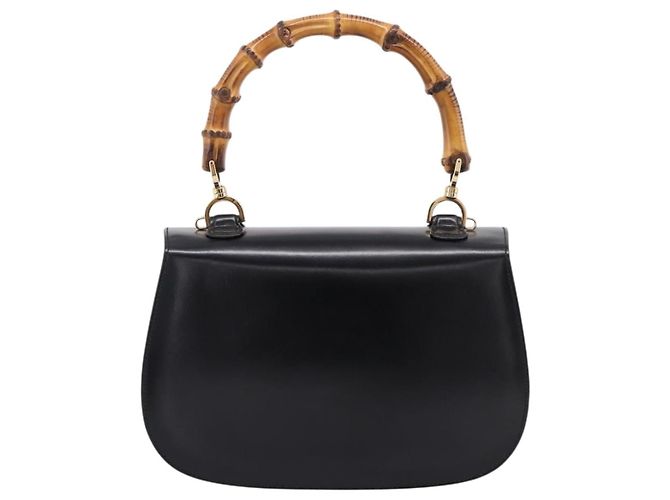 Sac à main GUCCI Bamboo en cuir 2 voies Noir Or 000 926 0633 Auth ep16411V Doré - vue 2