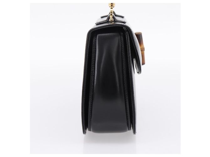 Sac à main GUCCI Bamboo en cuir 2 voies Noir Or 000 926 0633 Auth ep16411V Doré - vue 3