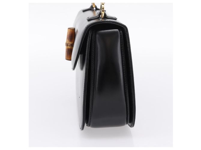 Sac à main GUCCI Bamboo en cuir 2 voies Noir Or 000 926 0633 Auth ep16411V Doré - vue 4