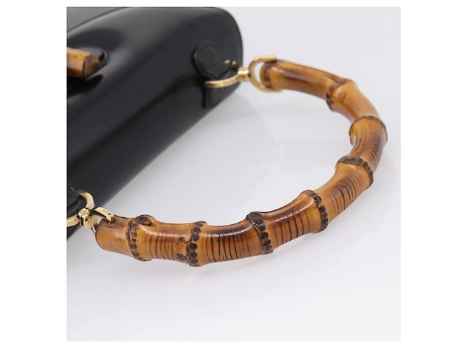 Sac à main GUCCI Bamboo en cuir 2 voies Noir Or 000 926 0633 Auth ep16411V Doré - vue 7