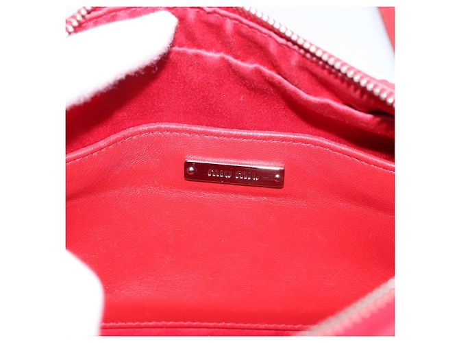 Miu Miu Schultertasche Leder Pailletten Rot Silber Auth 167643A - Ansicht 19