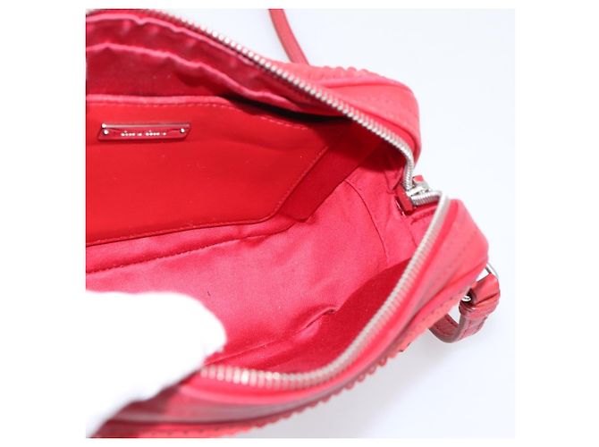 Miu Miu Schultertasche Leder Pailletten Rot Silber Auth 167643A - Ansicht 20