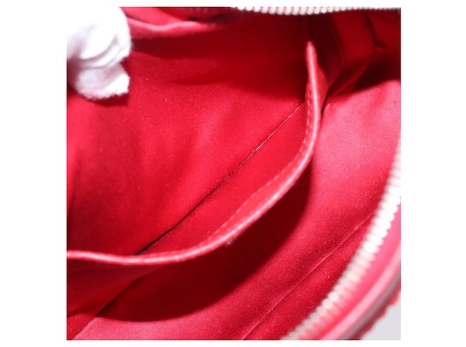 Miu Miu Schultertasche Leder Pailletten Rot Silber Auth 167643A - Ansicht 22