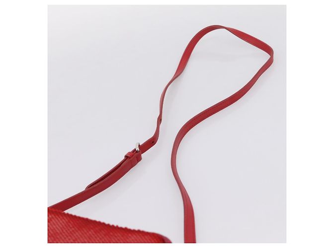 Miu Miu Schultertasche Leder Pailletten Rot Silber Auth 167643A - Ansicht 8