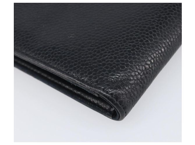 Cartera larga CHANEL Caviar Skin Black Gold CC Auth 206812 Negro Dorado - vista 16
