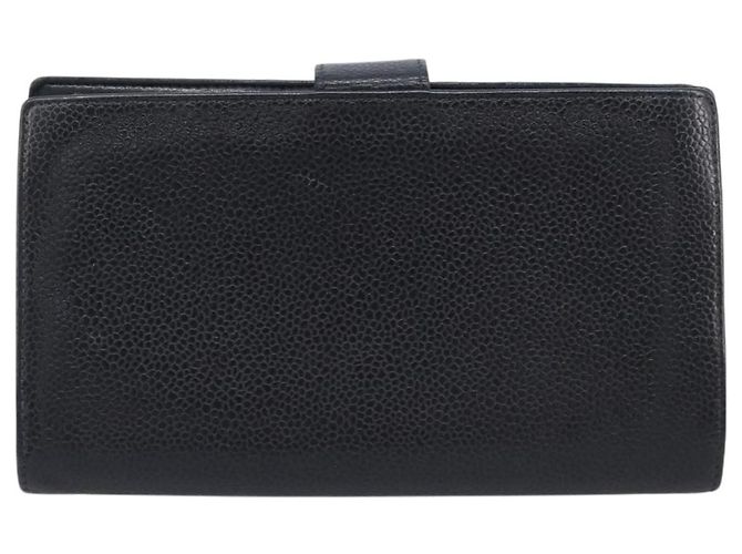 Cartera larga CHANEL Caviar Skin Black Gold CC Auth 206812 Negro Dorado - vista 2