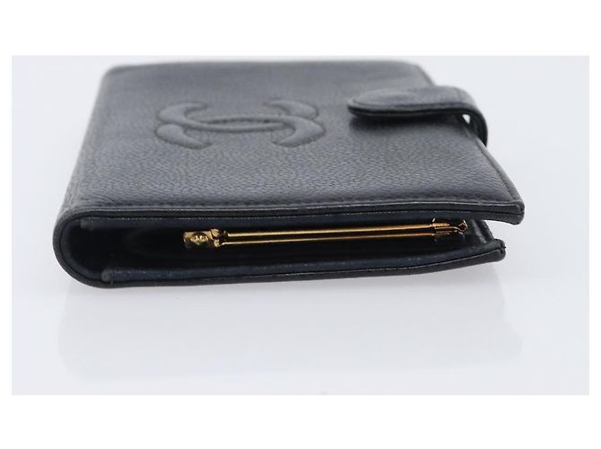 Cartera larga CHANEL Caviar Skin Black Gold CC Auth 206812 Negro Dorado - vista 3