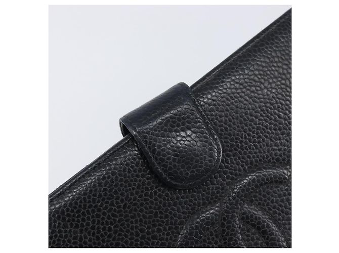 Cartera larga CHANEL Caviar Skin Black Gold CC Auth 206812 Negro Dorado - vista 8