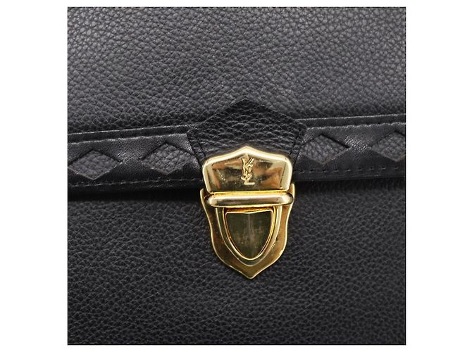 Autre Marque Bolsa de Ombro Saint Laurent em Couro Preto e Ouro Auth bs37510A Dourado - vista 17