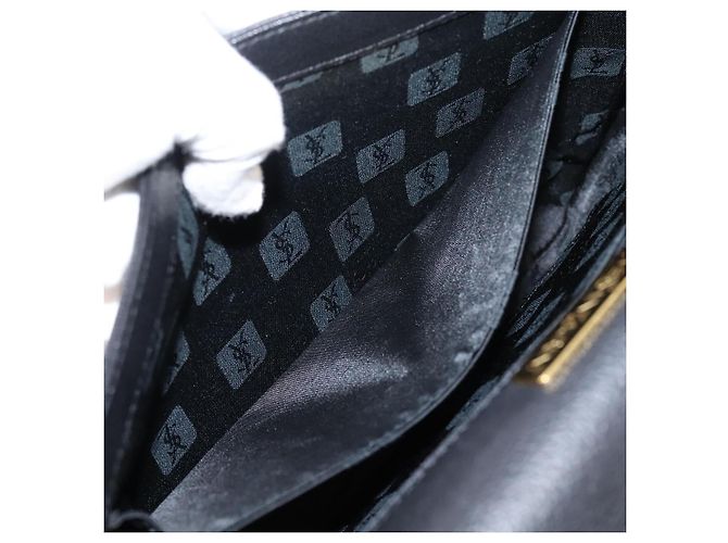 Autre Marque Bolsa de Ombro Saint Laurent em Couro Preto e Ouro Auth bs37510A Dourado - vista 22