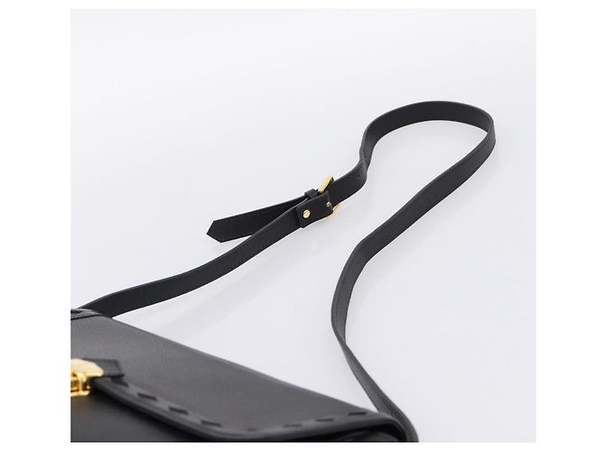 Autre Marque Bolsa de Ombro Saint Laurent em Couro Preto e Ouro Auth bs37510A Dourado - vista 8