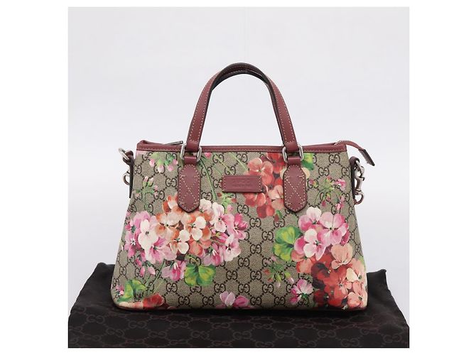 Borsa GUCCI GG Supreme Blooms PVC 2way Beige Pink 429019 Auth LN091V Rosa - vista 12