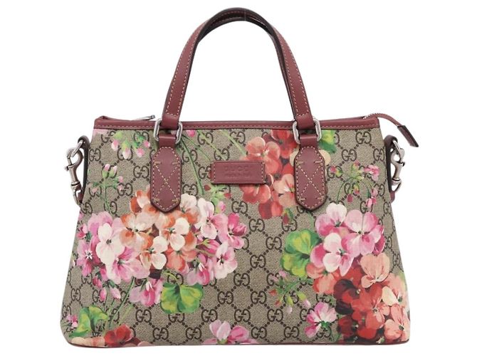 Borsa GUCCI GG Supreme Blooms PVC 2way Beige Pink 429019 Auth LN091V Rosa - vista 13