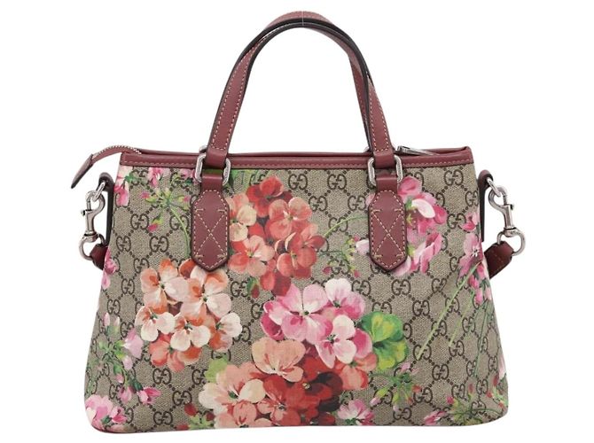 Borsa GUCCI GG Supreme Blooms PVC 2way Beige Pink 429019 Auth LN091V Rosa - vista 2