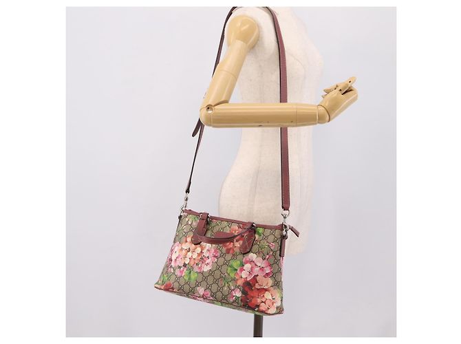 Borsa GUCCI GG Supreme Blooms PVC 2way Beige Pink 429019 Auth LN091V Rosa - vista 26