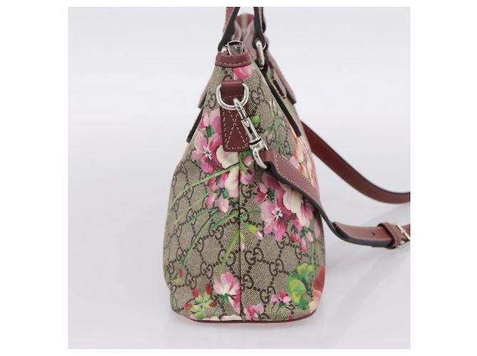 Borsa GUCCI GG Supreme Blooms PVC 2way Beige Pink 429019 Auth LN091V Rosa - vista 3